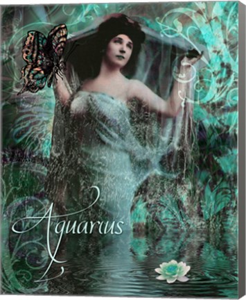Framed Art Nouveau Zodiac Aquarius Print