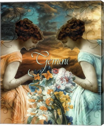 Framed Art Nouveau Zodiac Gemini Print