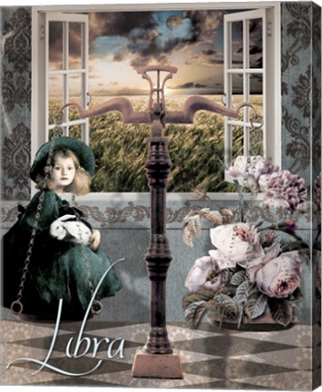 Framed Art Nouveau Zodiac Libra Print