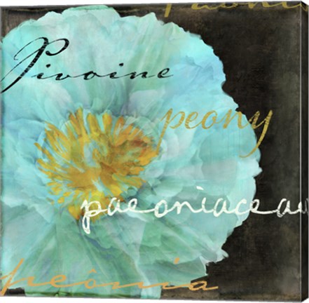 Framed Blue Peony Dark Print