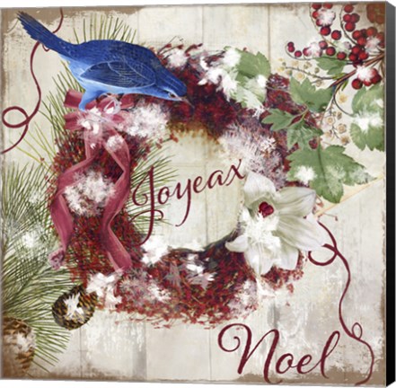 Framed Bluebird Christmas I Print