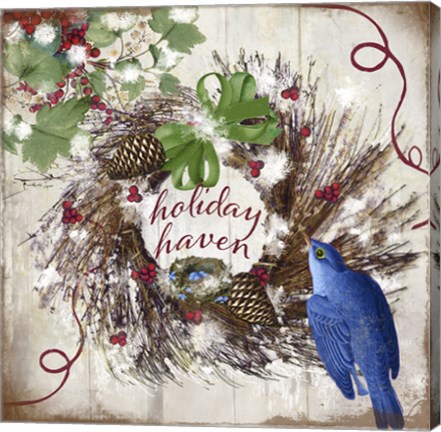 Framed Bluebird Christmas II Print