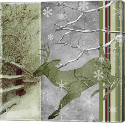 Framed Country Christmas Deer Print