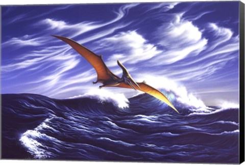 Framed Pteranodon Soars Over Waves Print