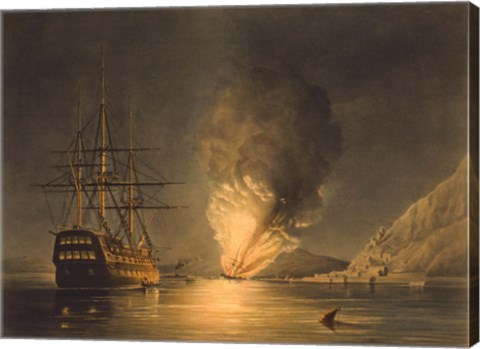 Framed Explosion of the US Steam Frigate Missouri Print