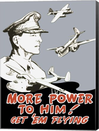Framed General Douglas MacArthur and Bomber Planes Print