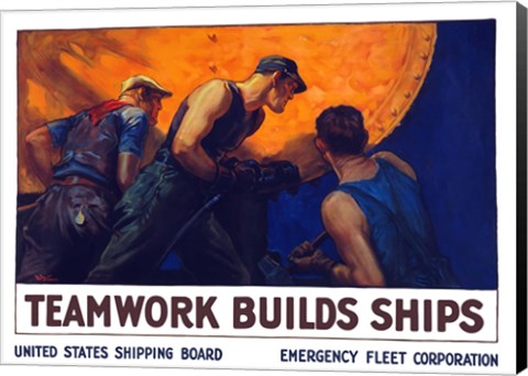 Framed Teamwork Builds Ships Print