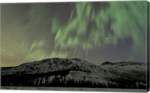 Framed Aurora Borealis over Mountain Print