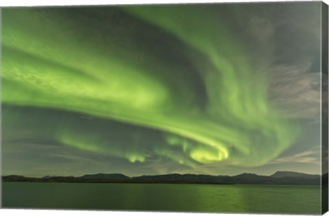 Framed Aurora Borealis over Fish Lake Print