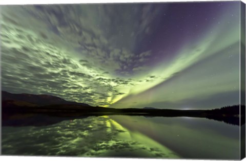 Framed Aurora Borealis over Schwatka Lake Print