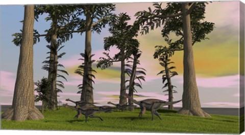 Framed Herd of Gigantoraptors Print