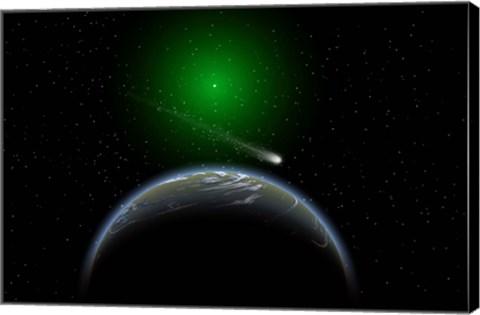 Framed Comet Passing Alien World Print