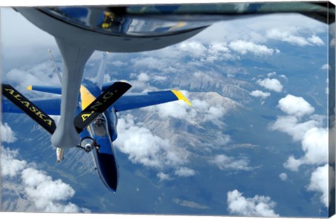 Framed KC-135 Stratotanker refuels an F/A-18 Hornet Print