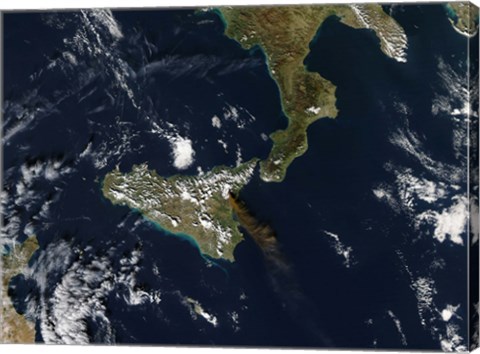 Framed Eruption of Mt Etna in Sicily Print