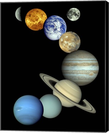 Framed Solar System Montage Print