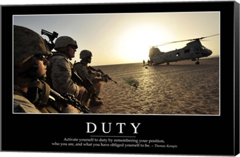 Framed Duty: Inspirational Quote and Motivational Poster Print