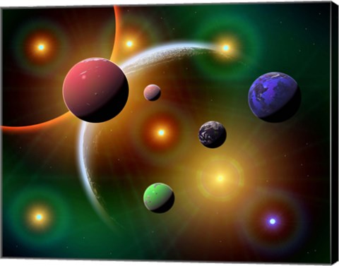 Framed Stars and Planets in the Milky Way Galaxy Print