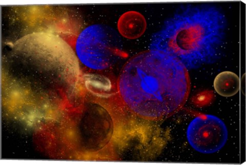 Framed Colorful Universe and Stars Print