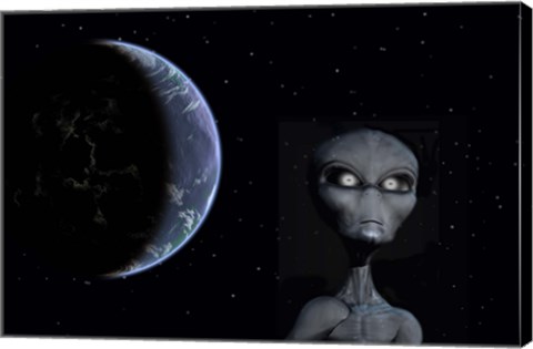 Framed Grey Alien Print