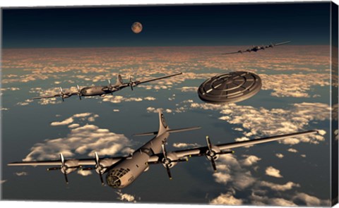 Framed UFO and B-29 Superfortress Aircraft Print