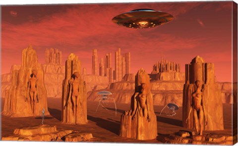 Framed Aliens Leaving Mars Print