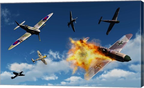 Framed British Supermarine Spitfires Print