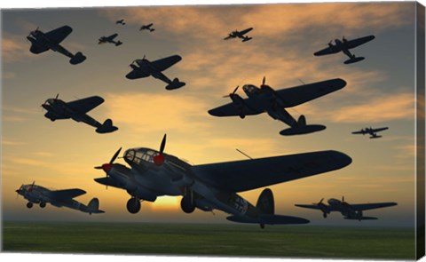 Framed German Heinkel Bombers Taking Off Print