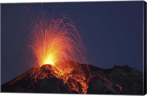 Framed Stromboli Eruption, Aeolian Islands Print