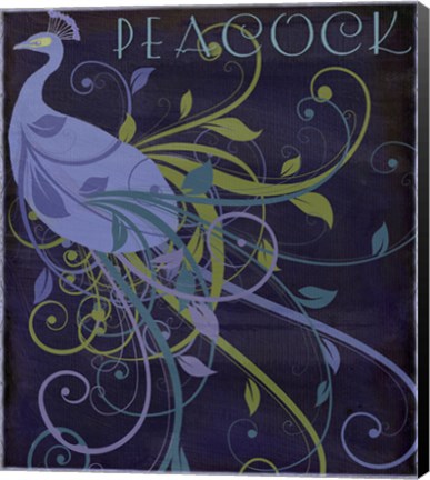 Framed Peacock Nouveau II Print
