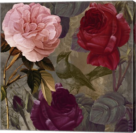 Framed Birds and Roses II Print