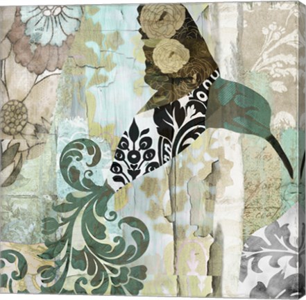 Framed Hummingbird Batik I Print