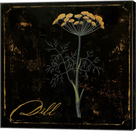 Framed Black Gold Herbs I Print