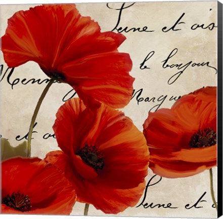 Framed Coquelicots Rouge I Print