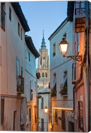 Framed Alleyway and Toledo Cathedral Steeple, Toledo, Spain Print