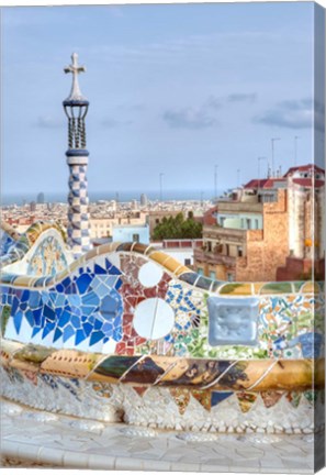 Framed Spain, Catalonia, Barcelona, Park Guell Terrace Print