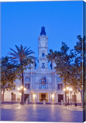 Framed City Hall (Ayuntamiento) at Dawn, Valencia, Spain Print