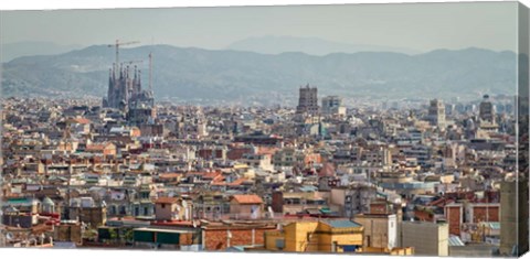 Framed Spain, Barcelona The cityscape viewed from the Palau Nacional Print