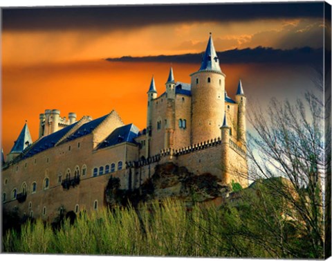 Framed Alcazar castle at sunset, Segovia, Spain Print