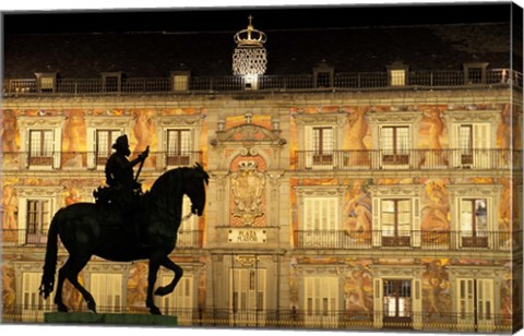 Framed Plaza Mayor by Night, Madrid, Spain Print