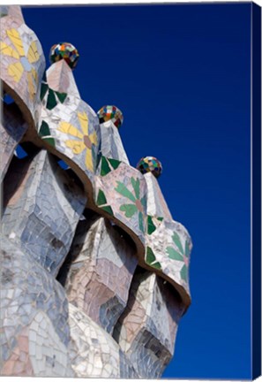 Framed Gaudi Chimney Sturctures, Casa Batllo, Barcelona, Catalonia, Spain Print