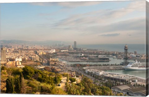 Framed View of Barcelona from Mirador del Alcade, Barcelona, Spain Print