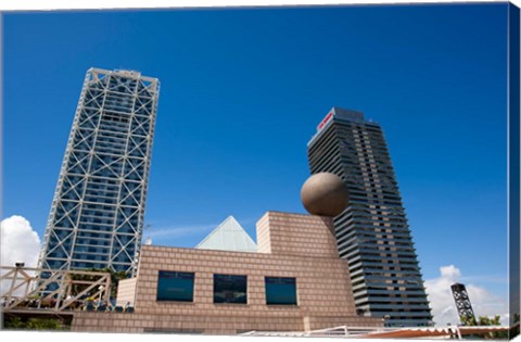 Framed Hotel Arts and Mapfre Tower, Olympic Harbor, Barcelona, Spain Print