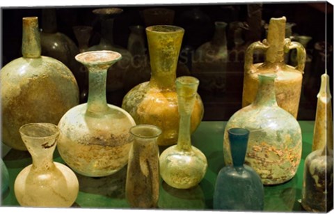 Framed Bottles and Jugs for Wine, Museo de la Cultura del Vino, Spain Print