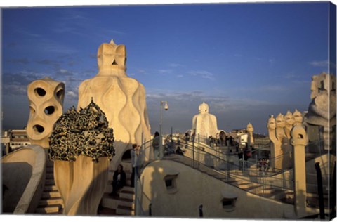 Framed Antonio Gaudi&#39;s Casa Mila, Barcelona, Spain Print