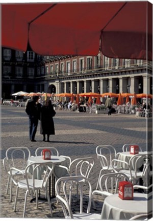 Framed Cafe Tables in Plaza Mayor, Madrid, Spain Print