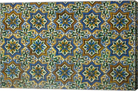 Framed Moorish Mosaic Azulejos (ceramic tiles), Casa de Pilatos Palace, Sevilla, Spain Print