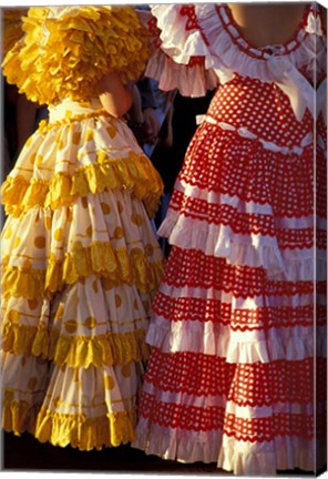 Framed Colorful Flamenco Dresses at Feria de Abril, Sevilla, Spain Print