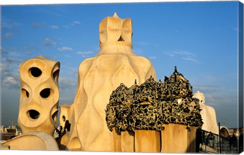 Framed Antonio Gaudi&#39;s La Pedrera, Casa Mila, Barcelona, Spain Print