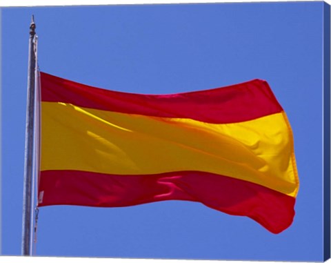 Framed Spanish Flag, Barcelona, Spain Print