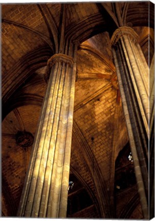 Framed Columns and Ceiling of St Eulalia Cathedral, Barcelona, Spain Print